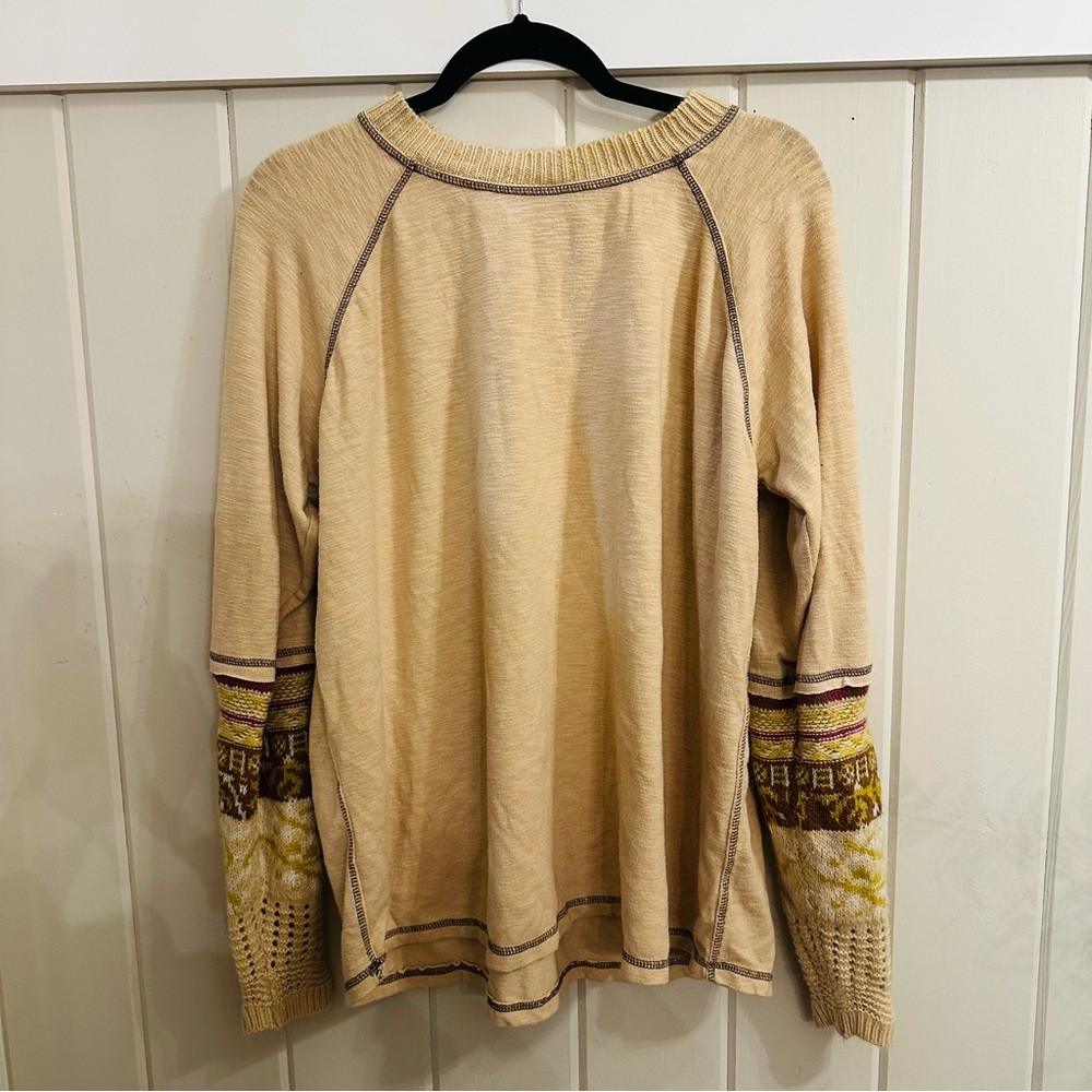 Easel Beige Long Sleeve Pullover Top